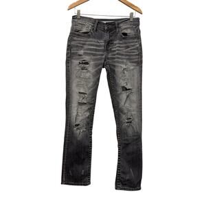 BKE Jeans Mens 29R x 30 Alec Straight Leg Black Distressed